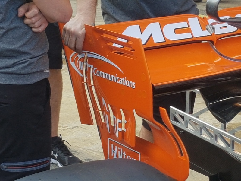 “McLaren’s vaned rear wing endplates #F1" @ScarbsTech